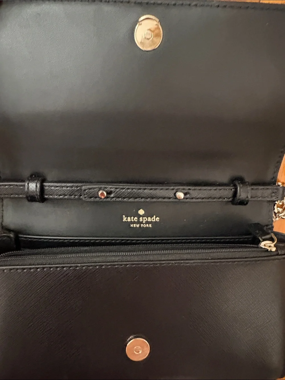 Kate Spade Black Leather Crossbody with Silver Hardware